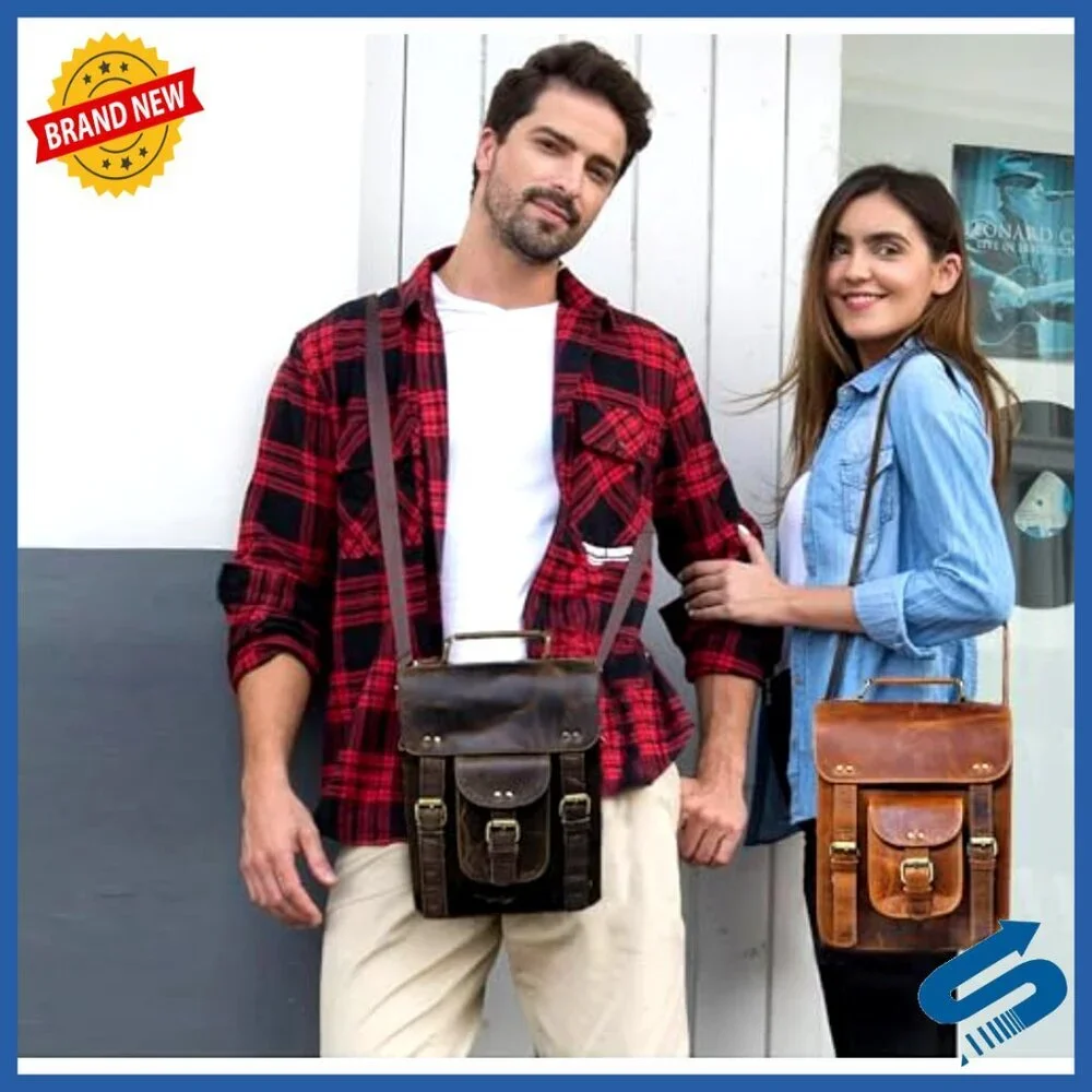 Genuine Leather Messenger Bag Laptop Satchel Crossbody Shoulder Bag